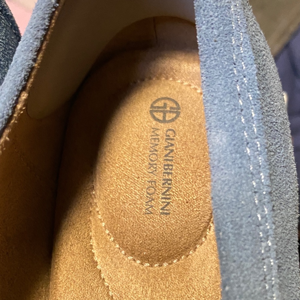 Giorgio Brutini Sky Blue Suede Slip-Ons - Picture 2 of 11